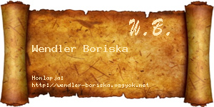 Wendler Boriska névjegykártya